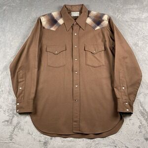 Vintage Pendleton Shirt Mens Sz L Brown High Grade Western Wear Wool Pearl Snap